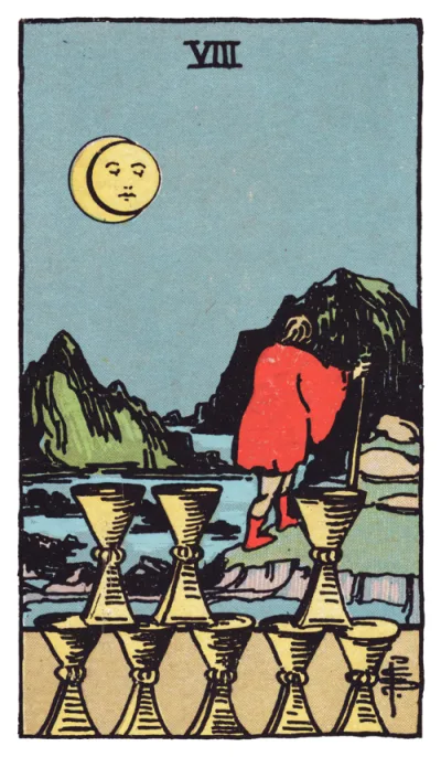 A carta Oito de Copas do tarô Rider-Waite