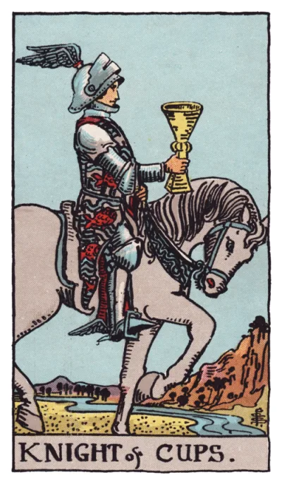 A carta Cavaleiro de Copas do tarô Rider-Waite