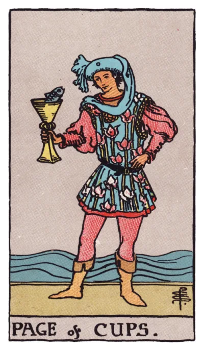 La carte Valet de Coupes du tarot Rider-Waite