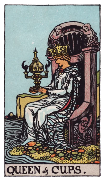 La carta Reina de Copas del tarot Rider-Waite