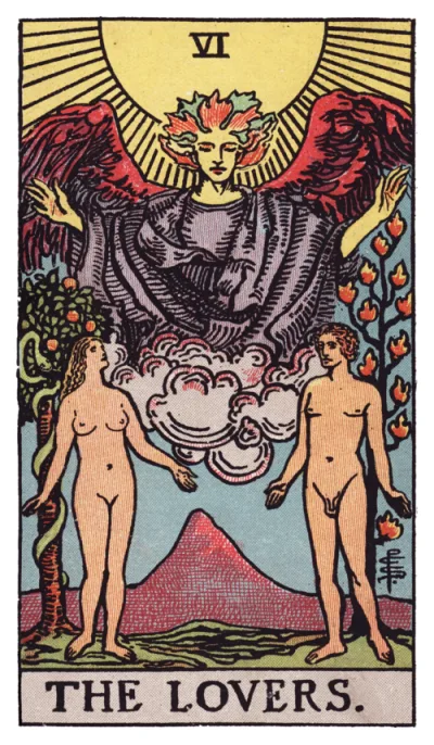 The The Lovers card from the Rider-Waite tarot