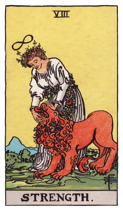 A carta A Força do tarô Rider-Waite