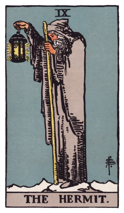 La carta L'Eremita dei tarocchi Rider-Waite