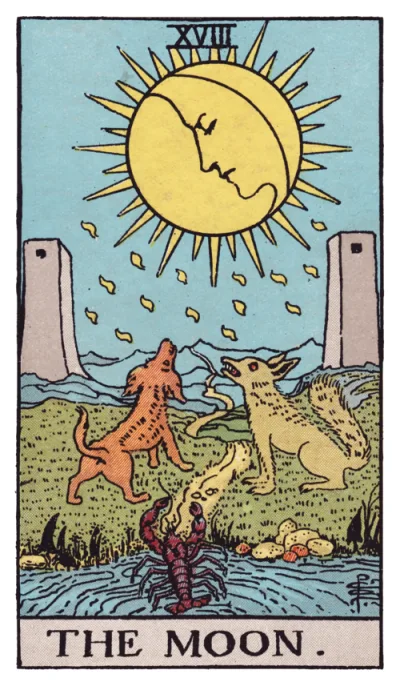 The The Moon card from the Rider-Waite tarot