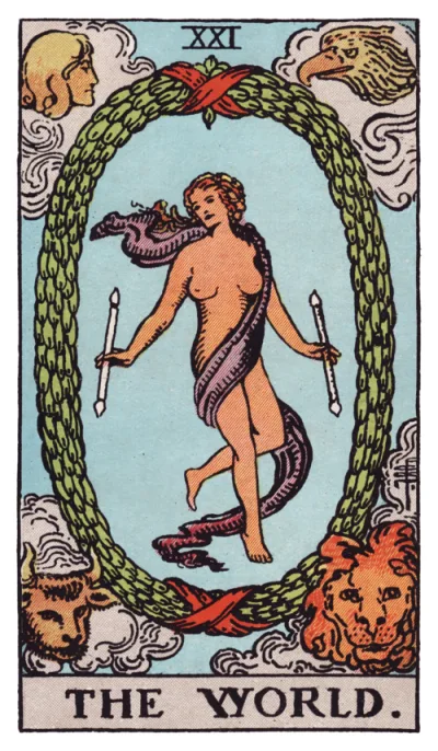 The The World card from the Rider-Waite tarot