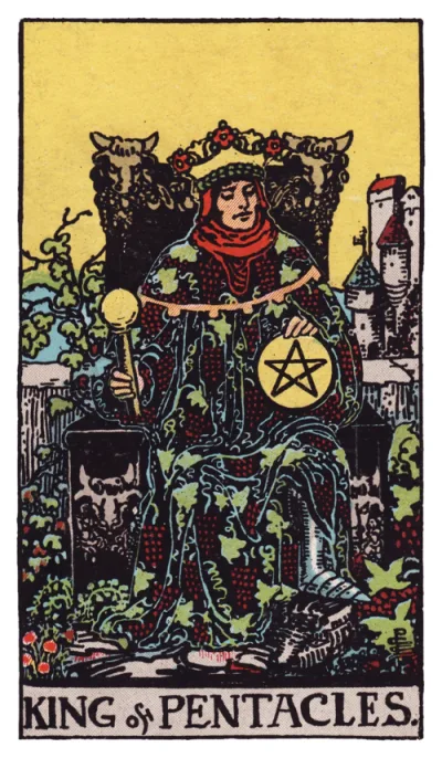 La carta Re di Denari dei tarocchi Rider-Waite