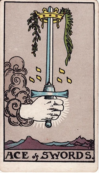 La carte As d'Épées du tarot Rider-Waite