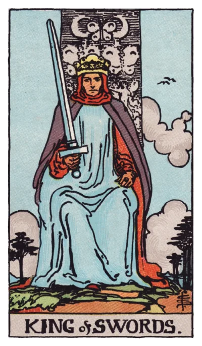 La carte Roi d'Épées du tarot Rider-Waite