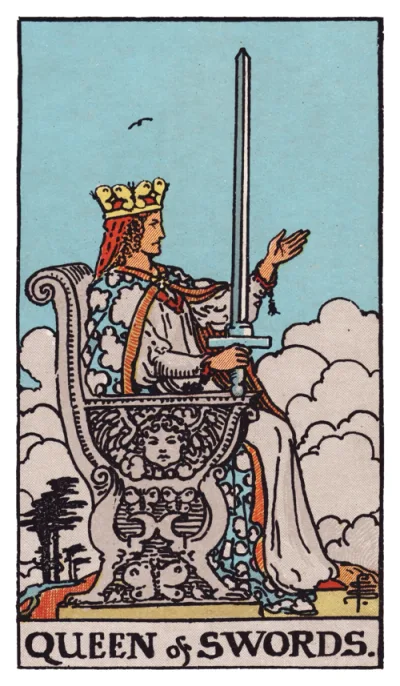 La carte Reine d'Épées du tarot Rider-Waite
