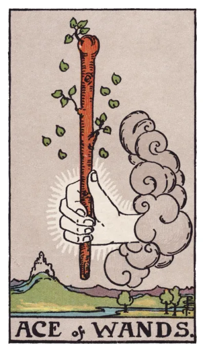 La carte As de Bâtons du tarot Rider-Waite