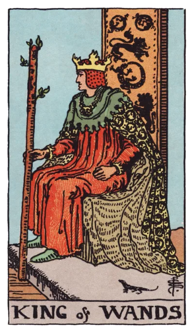 La carte Roi de Bâtons du tarot Rider-Waite